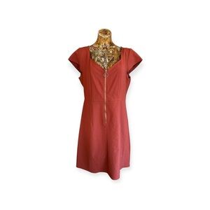 Sharagano dress rust color nwt short sleeve LARGE 14
